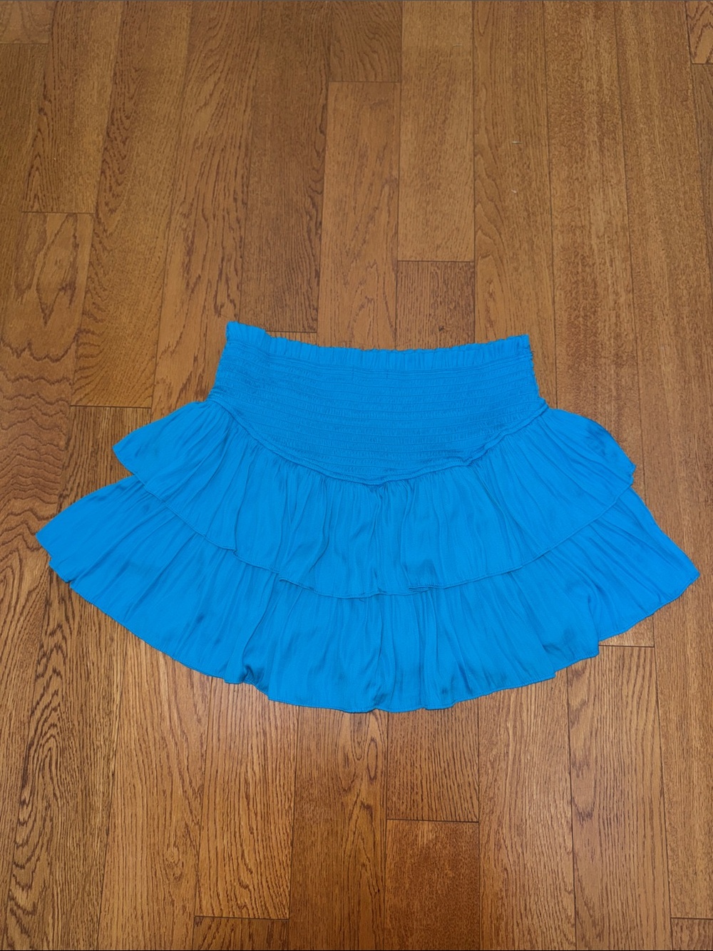 Mustard Seed Bright Blue Tiered Smocked Mini Skirt - Picture 3 of 4